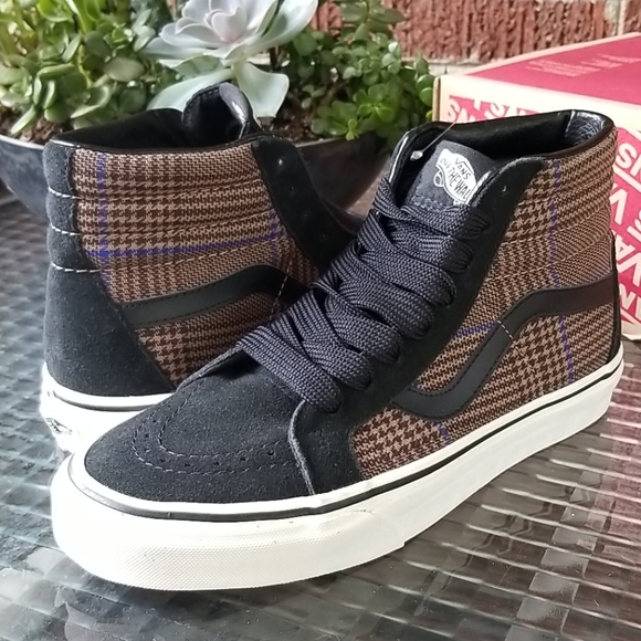 plaid high top vans